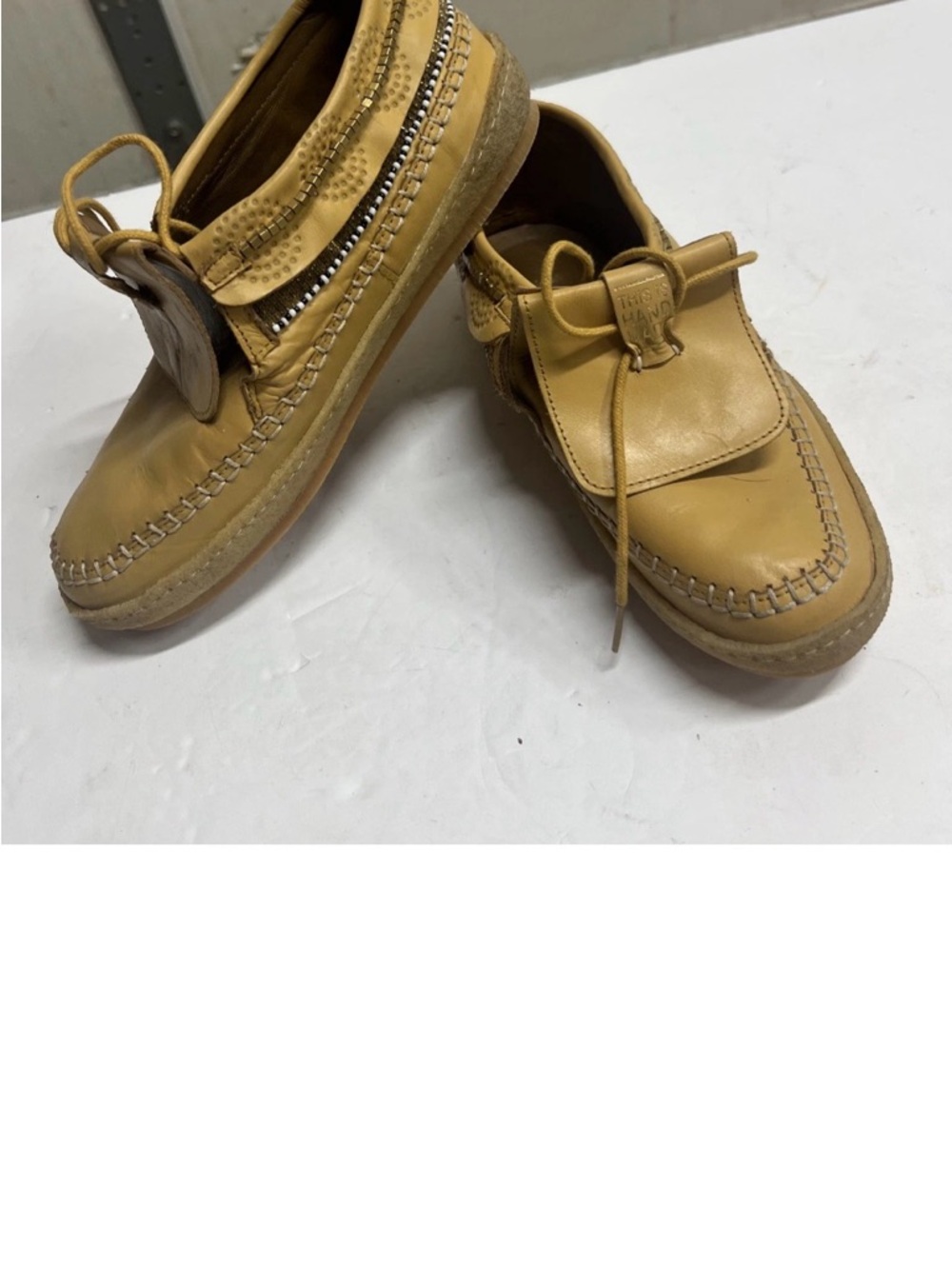Women's Tan Leather Moccasin Loafers with Toggle Detail